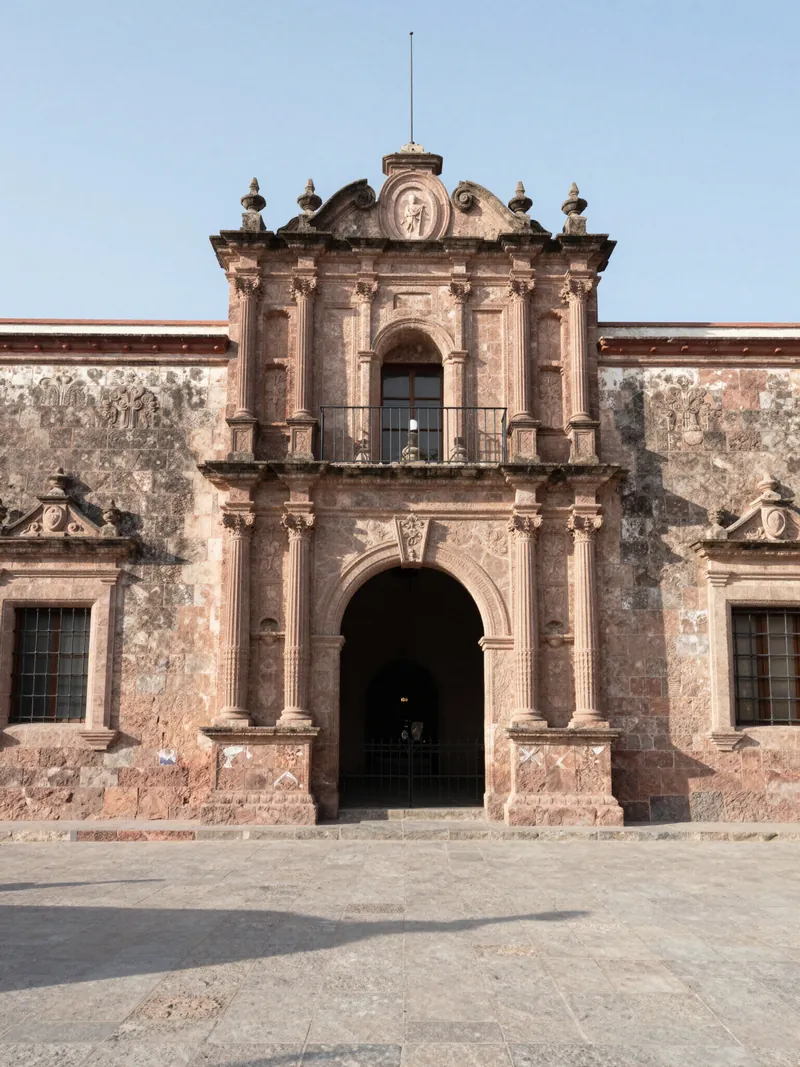A carved stone colonial facade